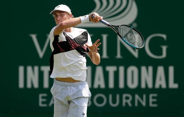 Max Purcell of Australia in action during his mens singles quarter final match against Andreas Seppi of Italy during day 6 of the Viking...