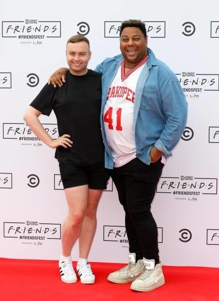Cheryl Hole and Vinegar Stroke attend the launch of Comedy Central's FriendsFest in Clapham Common on June 24, 2021 in London, England.