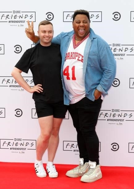 Cheryl Hole and Vinegar Stroke attend the launch of Comedy Central's FriendsFest in Clapham Common on June 24, 2021 in London, England.