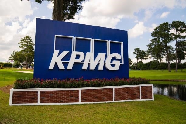 Signage during the first round for the 2021 KPMG Women's Championship at the Atlanta Athletic Club on June 24, 2021 in Johns Creek, Georgia.