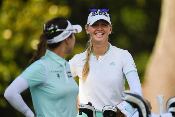 Jessica Korda on the ninth hole during the first round for the 2021 KPMG Women's Championship at the Atlanta Athletic Club on June 24, 2021 in Johns...