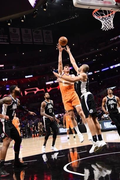 Dario Saric of the Phoenix Suns shoots the ball during the game against the LA Clippers during Game 3 of the Western Conference Finals of the 2021...