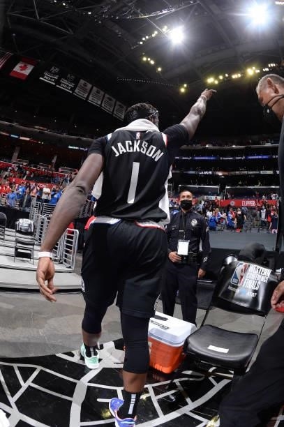 Reggie Jackson of the LA Clippers walks off the court after the game against the Phoenix Suns during Game 3 of the Western Conference Finals of the...