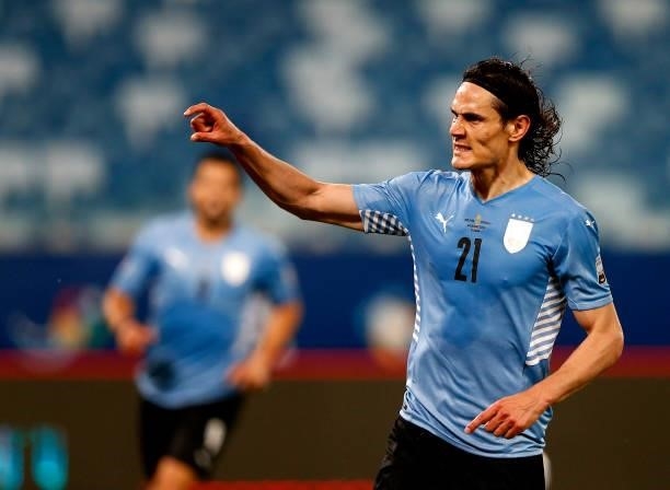 Edinson Cavani of Uruguay celebrates after scores his gol ,during the match between Bolivia and Uruguay as part of Conmebol Copa America Brazil 2021...
