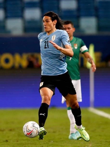 Edinson Cavani of Uruguay in action ,during the match between Bolivia and Uruguay as part of Conmebol Copa America Brazil 2021 at Arena Pantanal on...