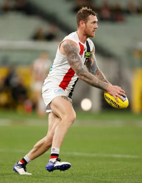 Tim Membrey of the Saints in action during the 2021 AFL Round 15 match between the Richmond Tigers and the St Kilda Saints at the Melbourne Cricket...