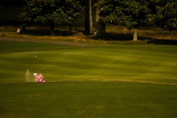 Cydney Clanton hits her second shot on the 14th hole during the second round for the 2021 KPMG Women's Championship at the Atlanta Athletic Club on...