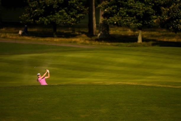 Cydney Clanton hits her second shot on the 14th hole during the second round for the 2021 KPMG Women's Championship at the Atlanta Athletic Club on...