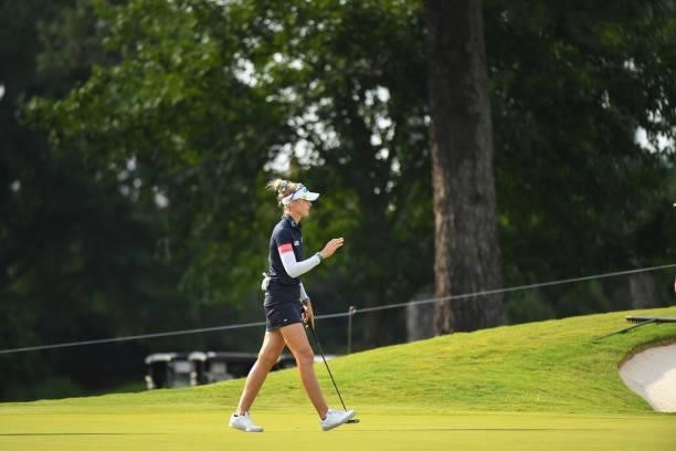 Nelly Korda on the seventh hole during the second round for the 2021 KPMG Women's Championship at the Atlanta Athletic Club on June 25, 2021 in Johns...