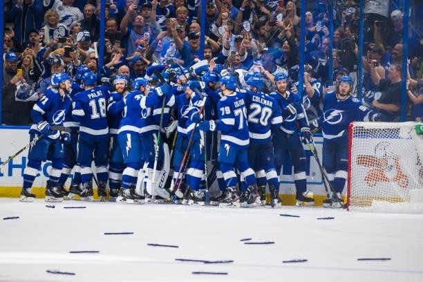 Of the Tampa Bay Lightning skates against the New York Islanders during the third period in Game Seven of the Stanley Cup Semifinals of the 2021...