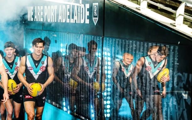 During the 2021 AFL Round 15 match between the Port Adelaide Power and the Sydney Swans at Adelaide Oval on June 26, 2021 in Adelaide, Australia.