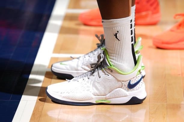 The sneakers worn by Sylvia Fowles of the Minnesota Lynx during the game against the Las Vegas Aces on June 25, 2021 at Target Center in Minneapolis,...