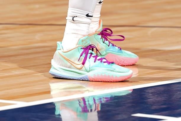 The sneakers worn by Damiris Dantas of the Minnesota Lynx during the game against the Las Vegas Aces on June 25, 2021 at Target Center in...