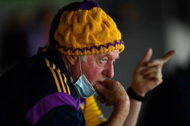 Kilkenny , Ireland - 26 June 2021; Wexford supporters Harry, left, and Kitch Henry, from Ferns, during the Leinster GAA Hurling Senior Championship...