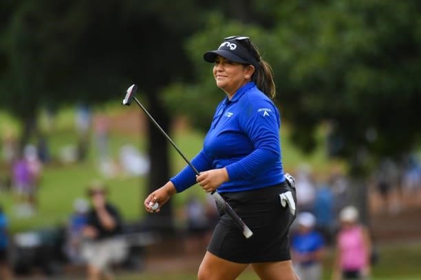 Lizette Salas on the seventh hole during the third round for the 2021 KPMG Women's Championship at the Atlanta Athletic Club on June 26, 2021 in...