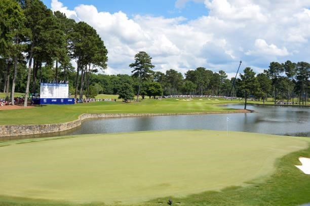 The 18th hole during the third round for the 2021 KPMG Women's Championship at the Atlanta Athletic Club on June 26, 2021 in Johns Creek, Georgia.