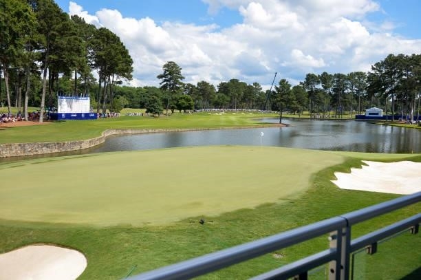 The 18th hole during the third round for the 2021 KPMG Women's Championship at the Atlanta Athletic Club on June 26, 2021 in Johns Creek, Georgia.