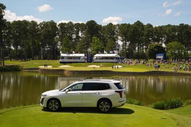 Cadillac on the 17th hole during the third round for the 2021 KPMG Women's Championship at the Atlanta Athletic Club on June 26, 2021 in Johns Creek,...
