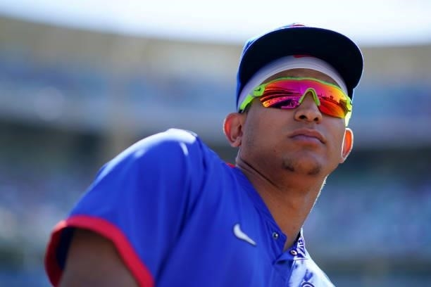 Adbert Alzolay of the Chicago Cubs is seen before the game between the Chicago Cubs and the Los Angeles Dodgers at Dodgers Stadium on Saturday, June...