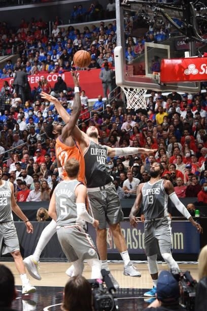 Deandre Ayton of the Phoenix Suns shoots the ball during the game against the LA Clippers during Game 4 of the Western Conference Finals of the 2021...