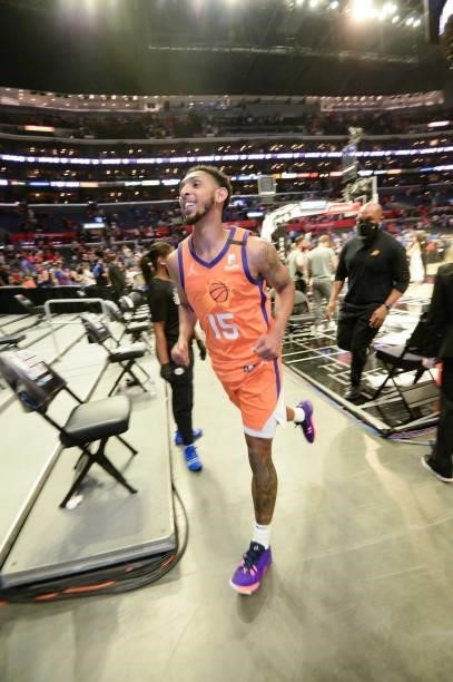 Cameron Payne of the Phoenix Suns runs off of the court after the game against the LA Clippers during Game 4 of the Western Conference Finals of the...