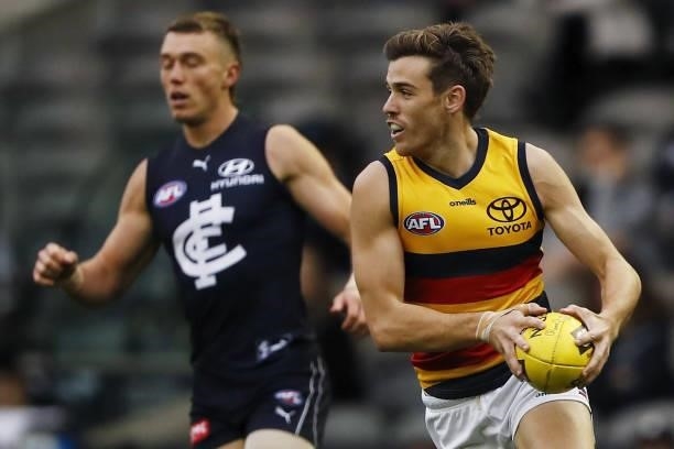 Paul Seedsman of the Crows in action during the 2021 AFL Round 15 match between the Carlton Blues and the Adelaide Crows at Marvel Stadium on June...