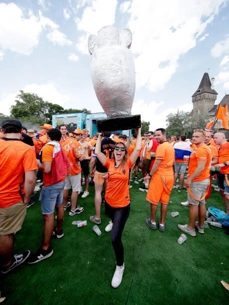 Fanzone Holland Supporters Budapest during the Fanzone - ParadeFanzone and Parade Holland Supporters Budapest at the City Center on June 27, 2021 in...