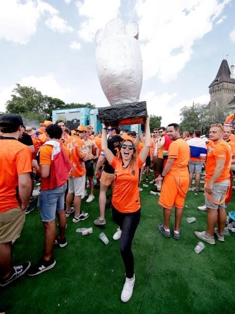 Fanzone Holland Supporters Budapest during the Fanzone - ParadeFanzone and Parade Holland Supporters Budapest at the City Center on June 27, 2021 in...
