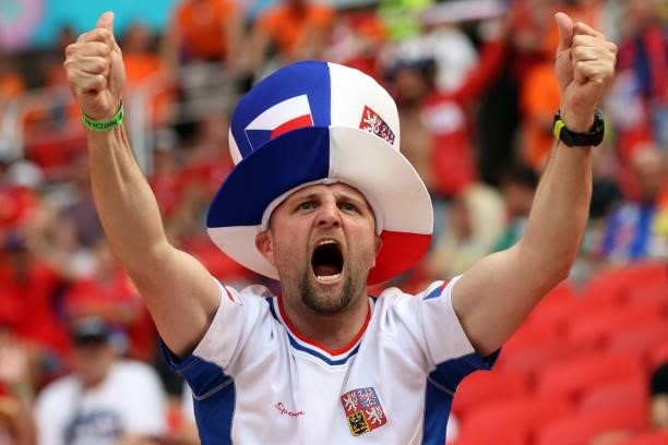 Czech Republic supporter cheers for his team before the UEFA EURO 2020 round of 16 football match between the Netherlands and the Czech Republic at...