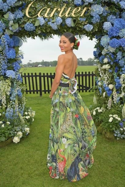Emma Weymouth, Marchioness of Bath, attends the Cartier Queen's Cup Polo 2021 at Guards Polo Club on June 27, 2021 in Egham, England.