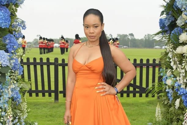 Weruche Opia attends the Cartier Queen's Cup Polo 2021 at Guards Polo Club on June 27, 2021 in Egham, England.