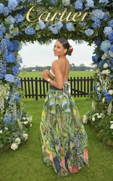 Emma Weymouth, Marchioness of Bath, attends the Cartier Queen's Cup Polo 2021 at Guards Polo Club on June 27, 2021 in Egham, England.