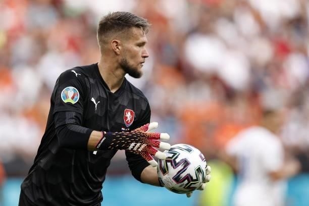 Czech Republic goalkeeper Tomas Vaclik during the UEFA EURO 2020 match between the Netherlands and the Czech Republic at the Puskas Arena on June 27,...