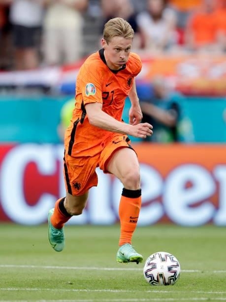 Frenkie de Jong of Holland during the EURO match between Holland v Czech Republic at the Puskas Arena on June 27, 2021 in Budapest Hungary