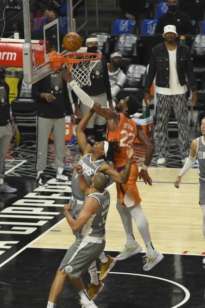Deandre Ayton of the Phoenix Suns shoots the ball against the LA Clippers during Game 4 of the Western Conference Finals of the 2021 NBA Playoffs on...