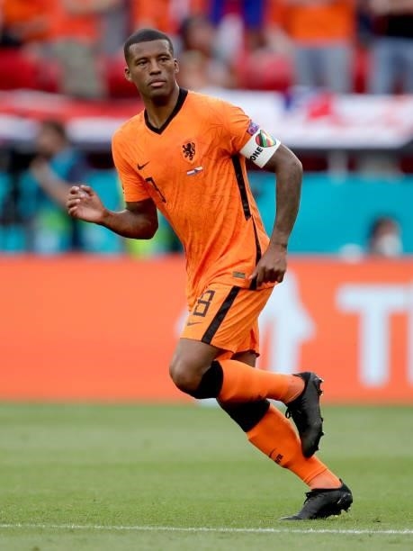 Georginio Wijnaldum of Holland during the EURO match between Holland v Czech Republic at the Puskas Arena on June 27, 2021 in Budapest Hungary