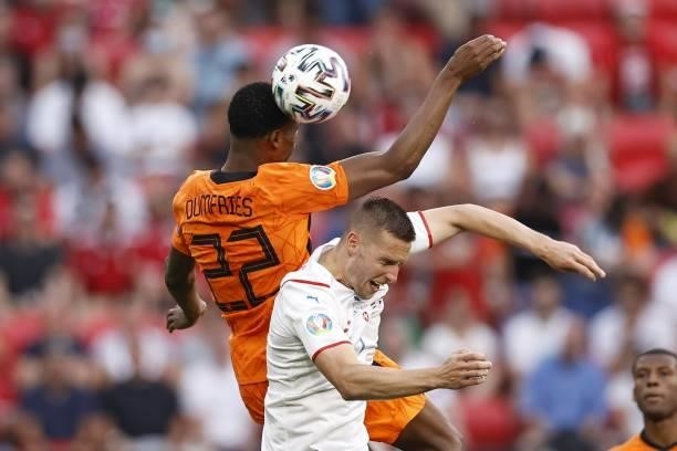 Denzel Dumfries of Holland, Pavel Kaderabek of Czech Republic during the UEFA EURO 2020 match between the Netherlands and the Czech Republic at...