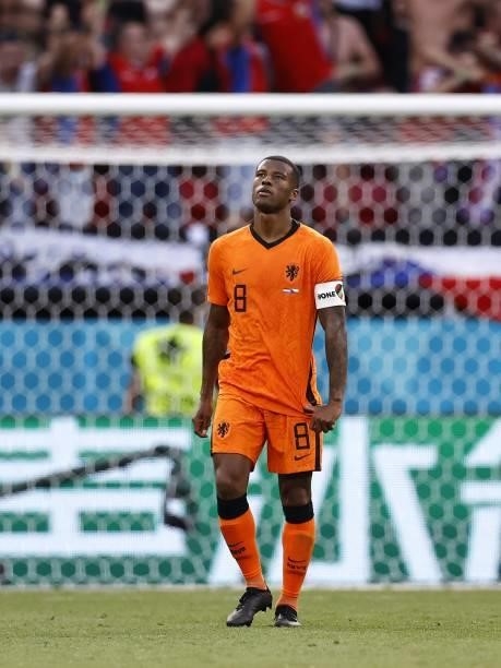 Georginio Wijnaldum of Holland during the UEFA EURO 2020 game between the Netherlands and the Czech Republic at the Puskas Arena on June 27, 2021 in...
