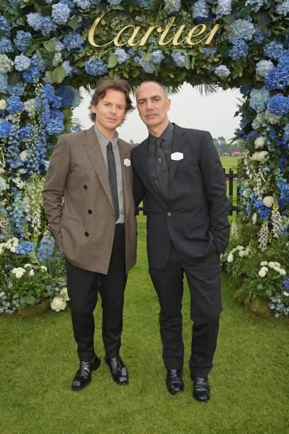 Christopher Kane and Maximiliano di Battista attend the Cartier Queen's Cup Polo 2021 at Guards Polo Club on June 27, 2021 in Egham, England.