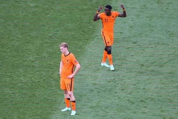 Frenkie de Jong of Holland, Quincy Promes of Holland score 0-2 during the UEFA EURO 2020 game between the Netherlands and the Czech Republic at the...