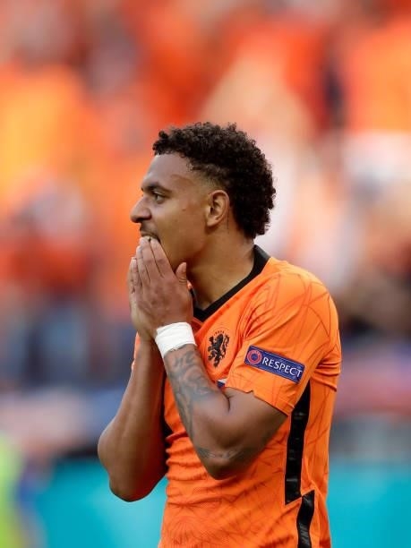 Donyell Malen of Holland during the EURO match between Holland v Czech Republic at the Puskas Arena on June 27, 2021 in Budapest Hungary