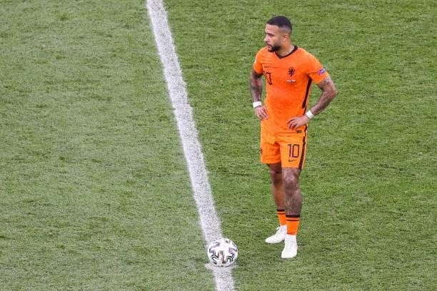 Memphis Depay of Holland is disappointed by the 2-0 score during the UEFA EURO 2020 game between the Netherlands and the Czech Republic at the Puskas...