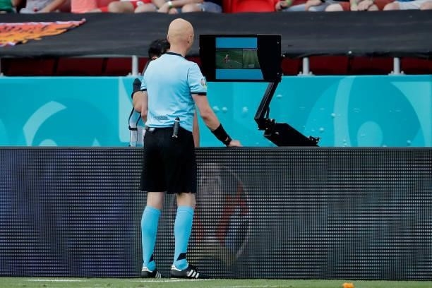 Referee Sergei Karasev during the EURO match between Holland v Czech Republic at the Puskas Arena on June 27, 2021 in Budapest Hungary