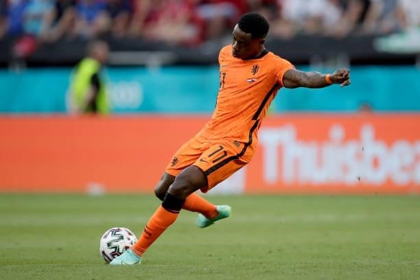 Quincy Promes of Holland during the EURO match between Holland v Czech Republic at the Puskas Arena on June 27, 2021 in Budapest Hungary
