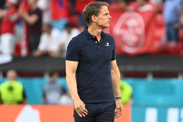Netherlands' coach Frank de Boer reacts after losing the UEFA EURO 2020 round of 16 football match between the Netherlands and the Czech Republic at...