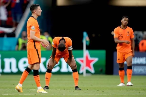 Georginio Wijnaldum of Holland during the EURO match between Holland v Czech Republic at the Puskas Arena on June 27, 2021 in Budapest Hungary