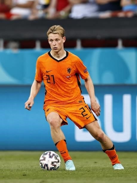 Frenkie de Jong of Holland during the UEFA EURO 2020 game between the Netherlands and the Czech Republic at the Puskas Arena on June 27, 2021 in...