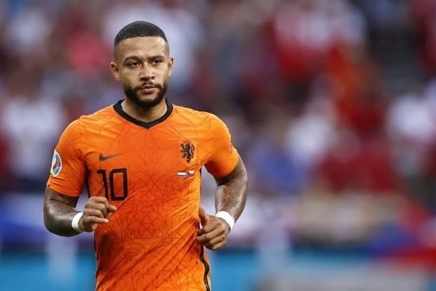 Memphis Depay of Holland during the UEFA EURO 2020 match between the Netherlands and the Czech Republic at the Puskas Arena on June 27, 2021 in...