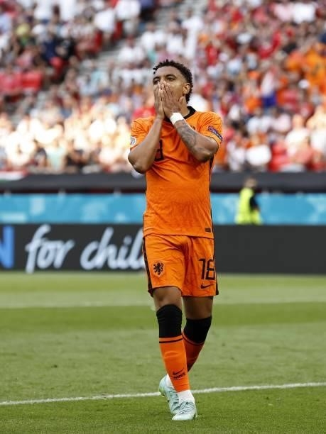 Donyell Malen of Holland during the UEFA EURO 2020 match between the Netherlands and the Czech Republic at the Puskas Arena on June 27, 2021 in...