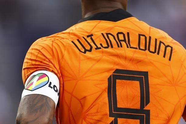Georginio Wijnaldum of Holland with #OneLove captaincy during the UEFA EURO 2020 match between the Netherlands and the Czech Republic at Puskas Arena...